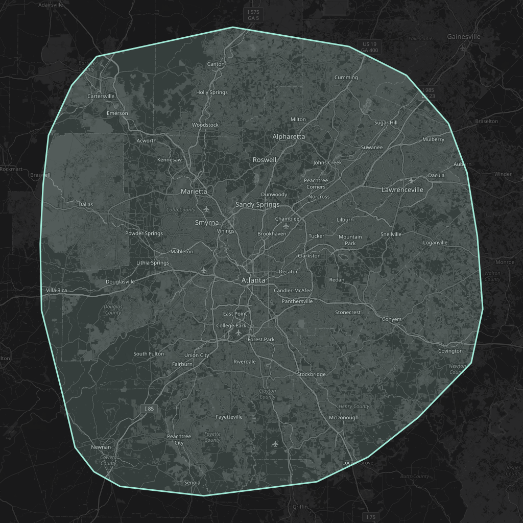 Map of the playable area in Atlanta