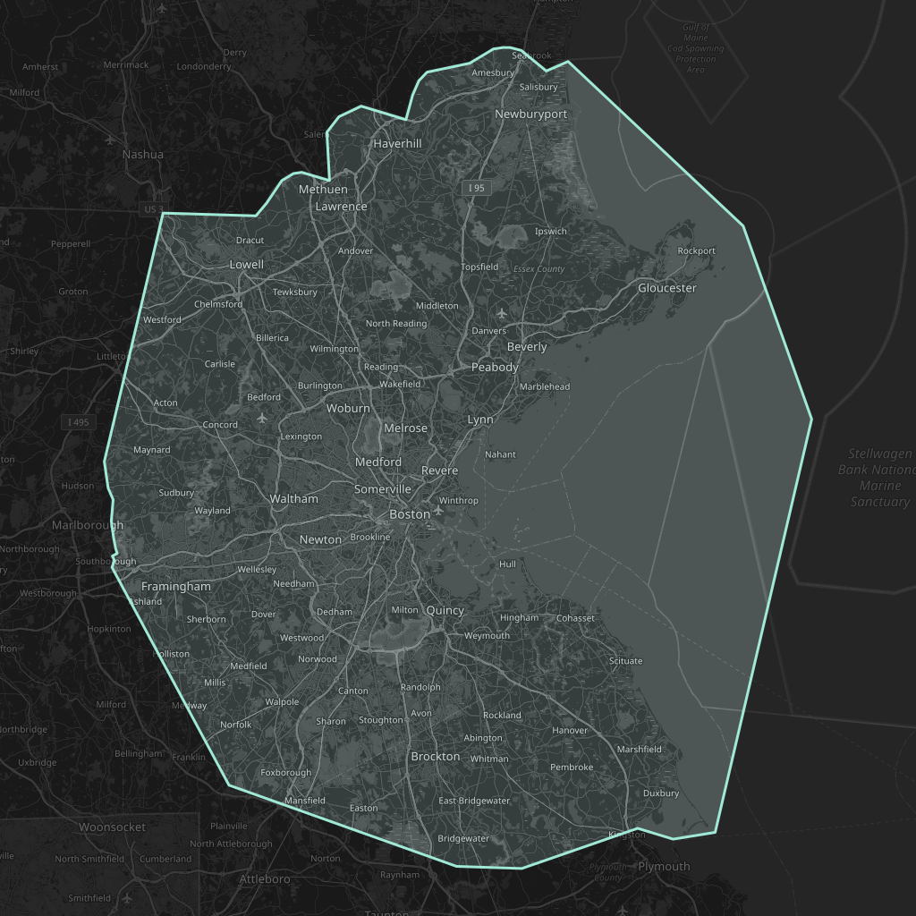Map of the playable area in Boston