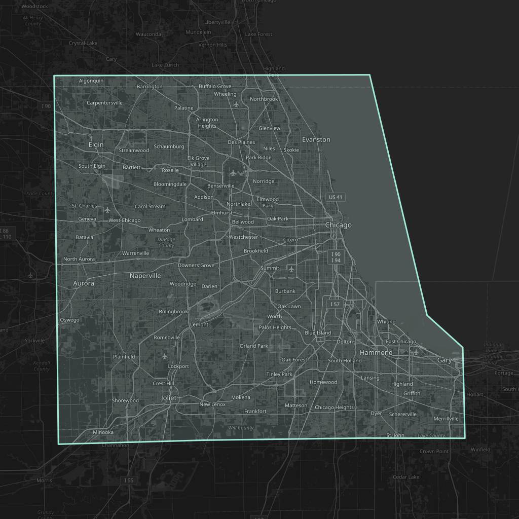 Map of the playable area in Chicago