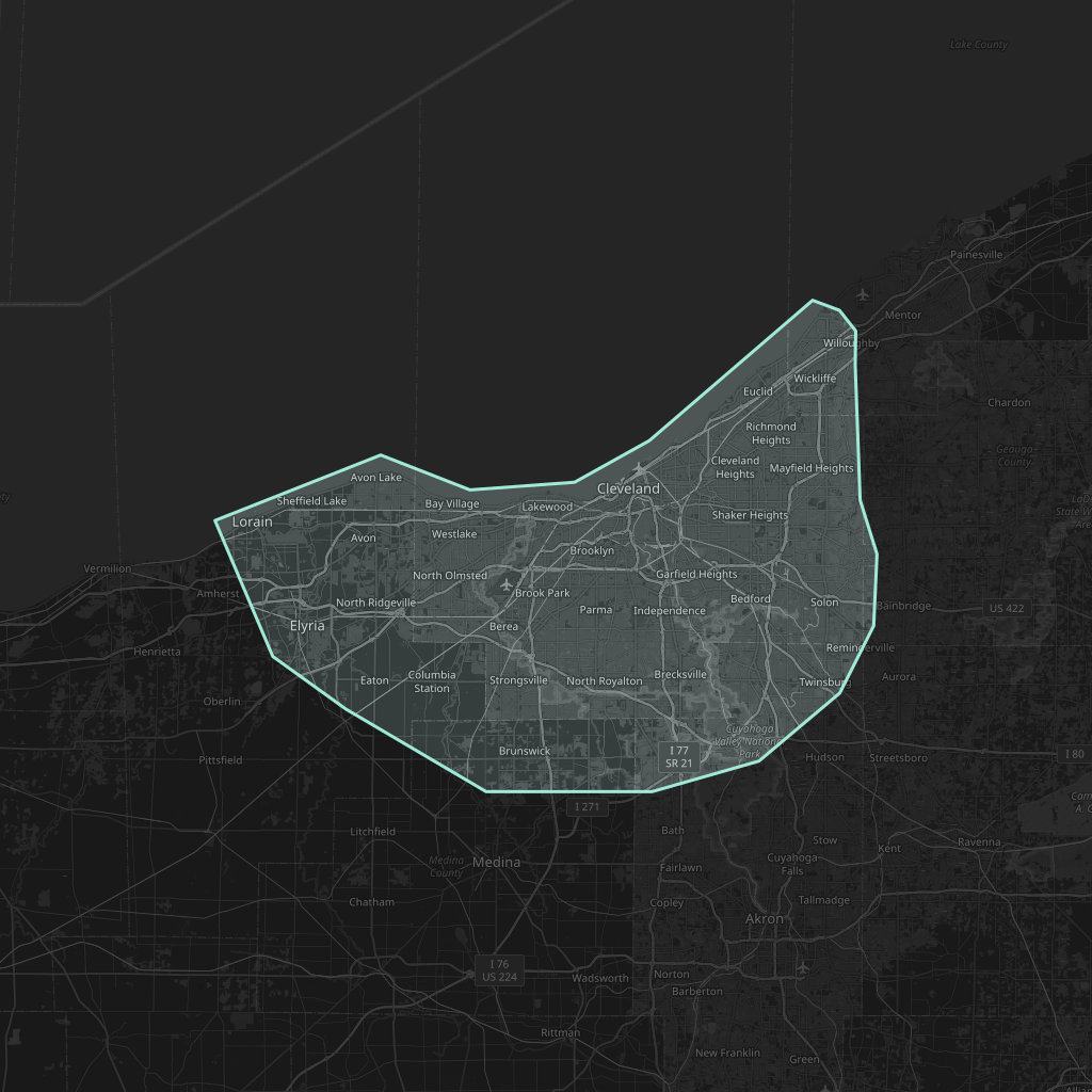 Map of the playable area in Cleveland