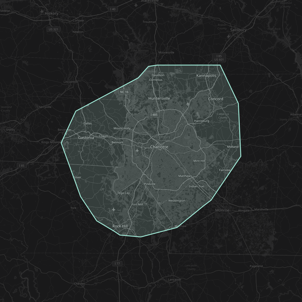 Map of the playable area in Charlotte