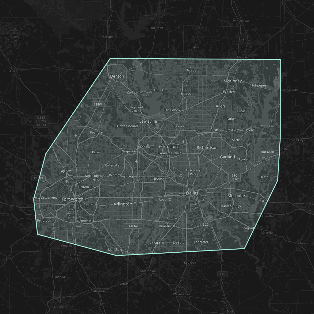Map of the playable area in Dallas