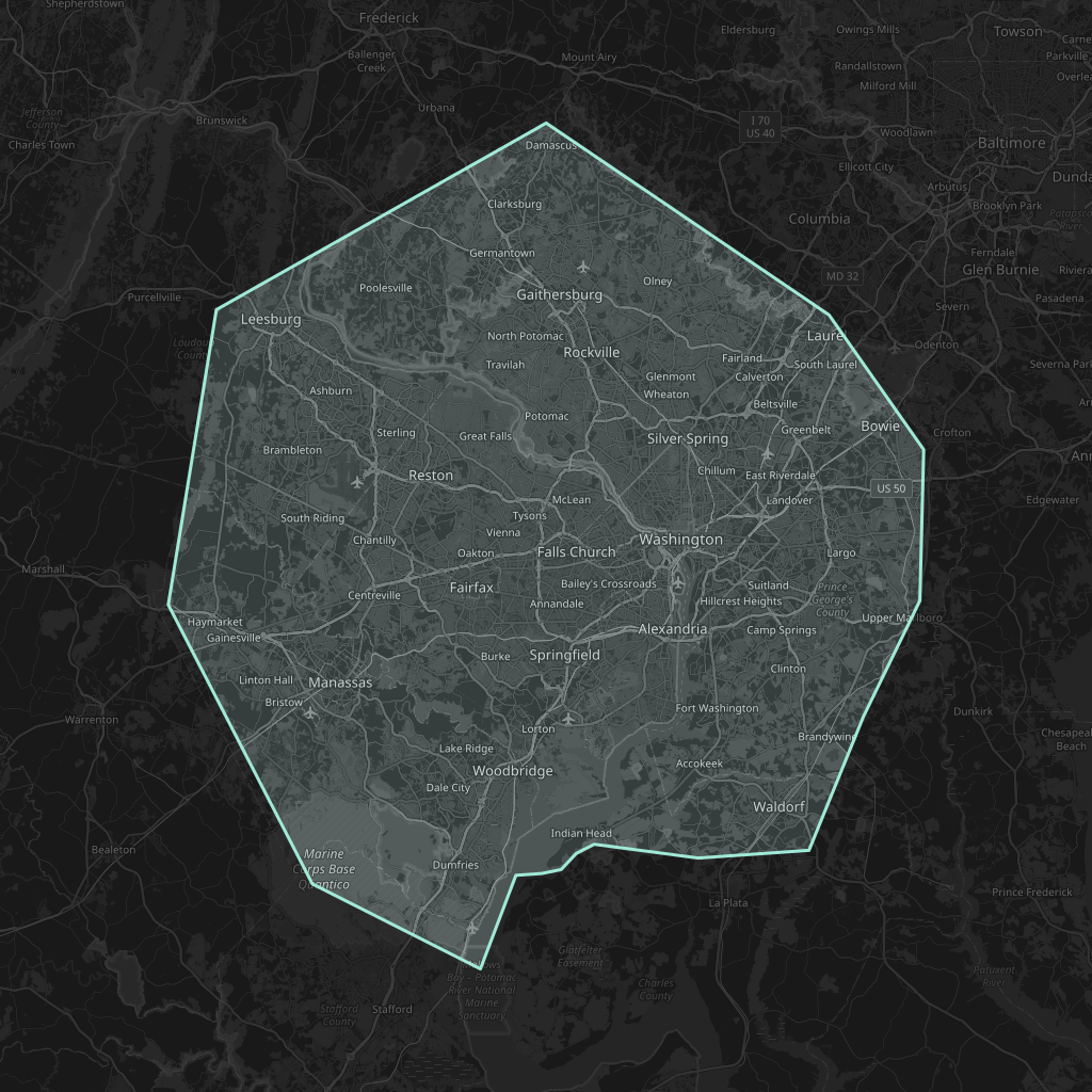 Map of the playable area in Washington DC