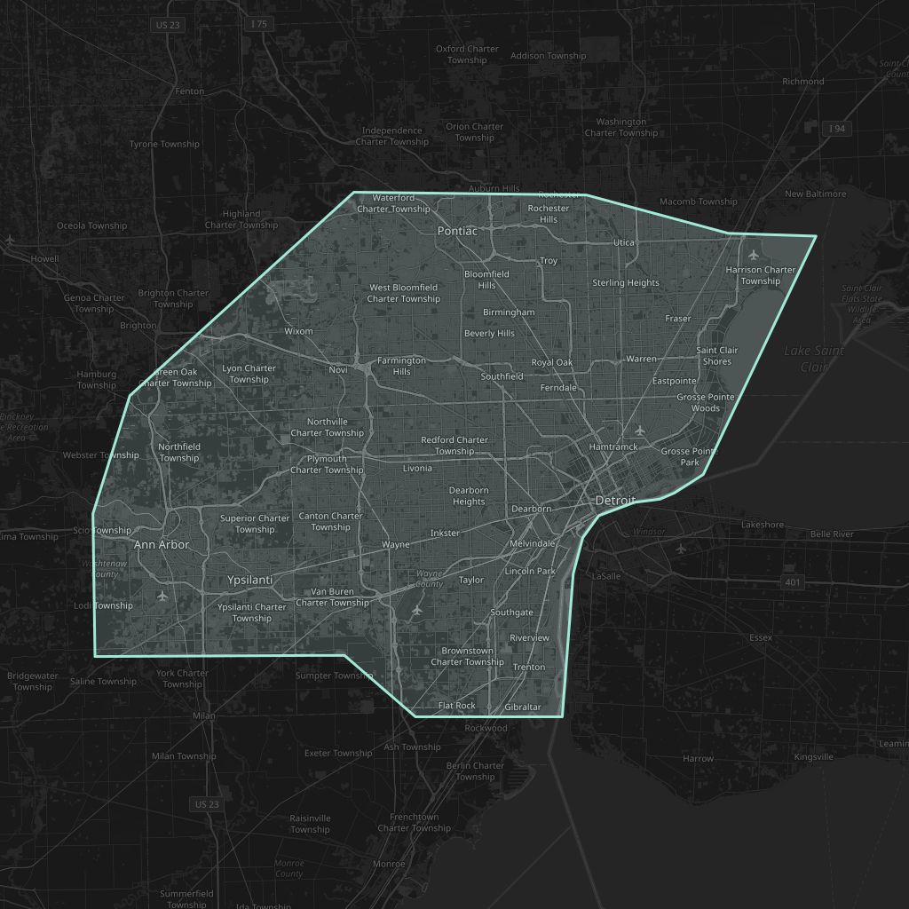 Map of the playable area in Detroit