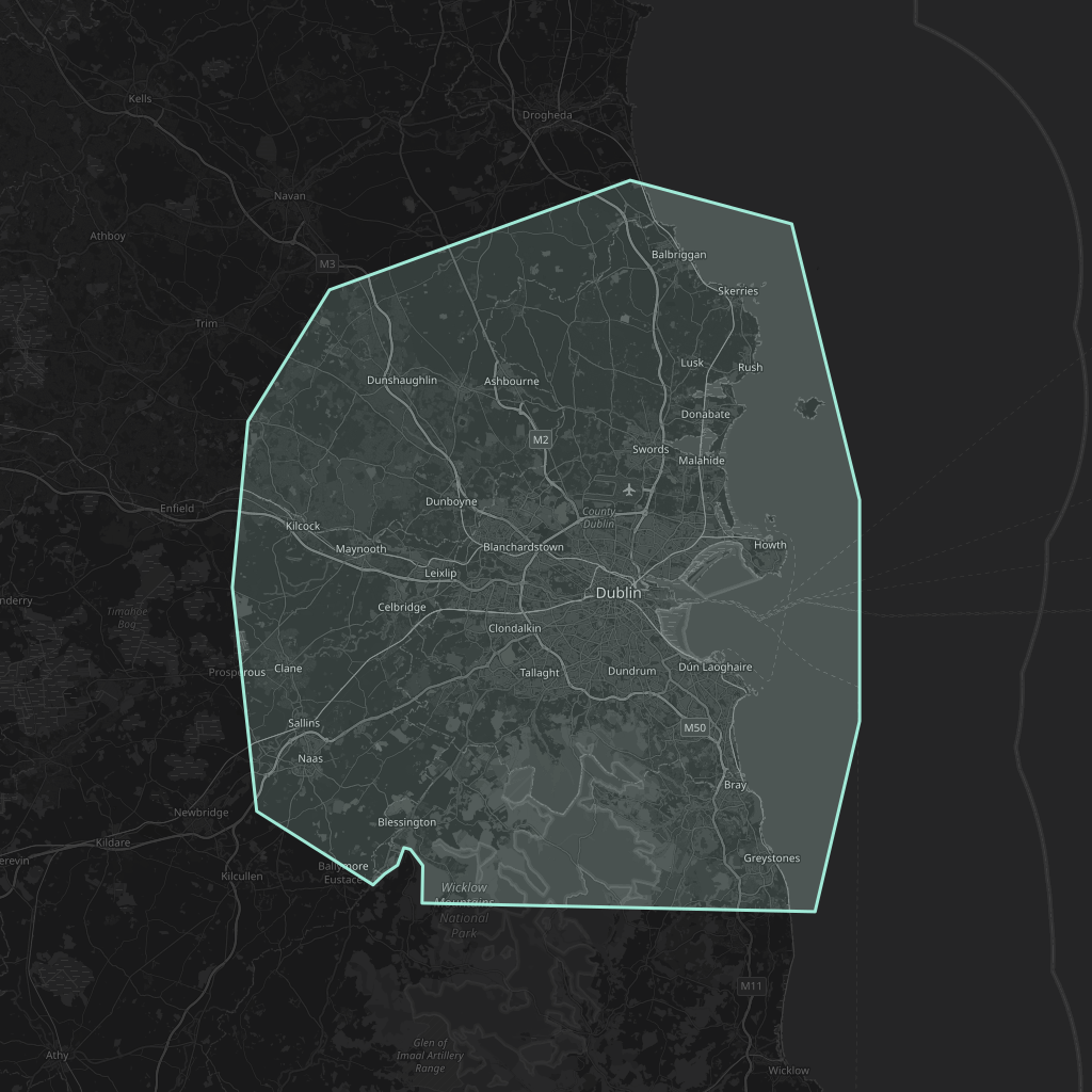 Map of the playable area in Dublin