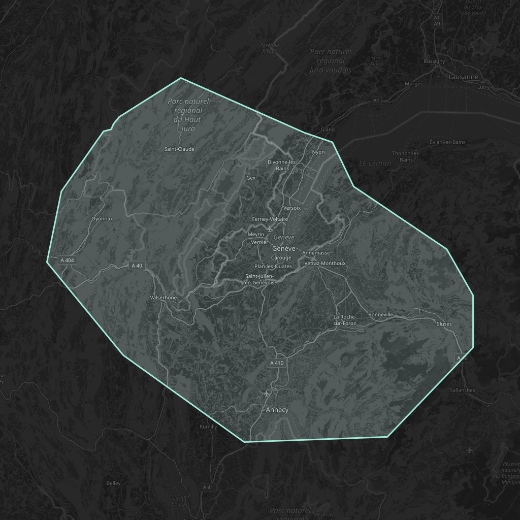 Map of the playable area in Geneva