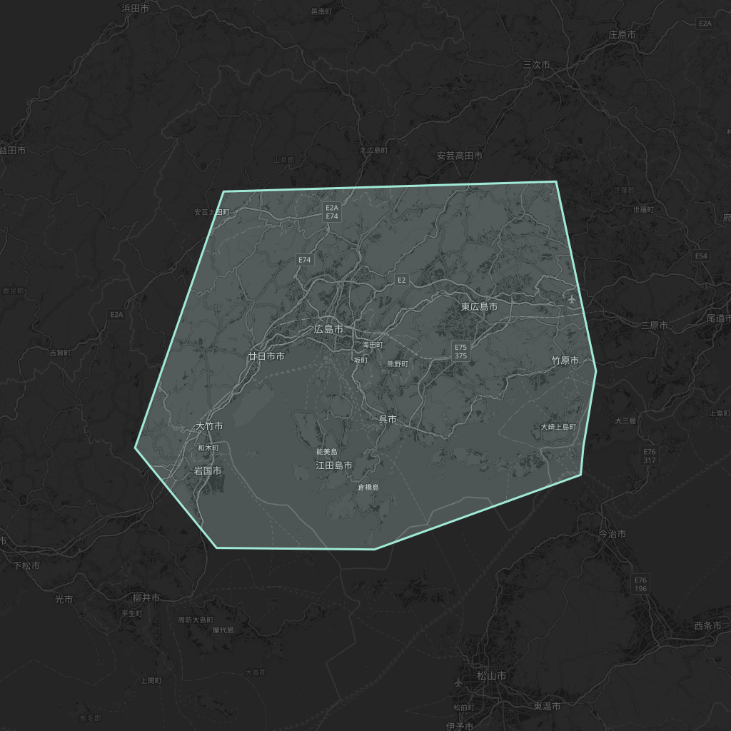 Map of the playable area in Hiroshima