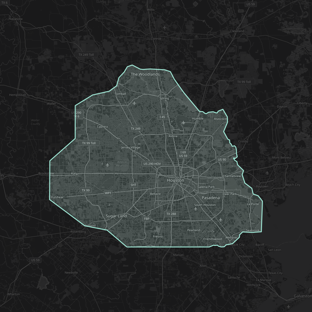 Map of the playable area in Houston
