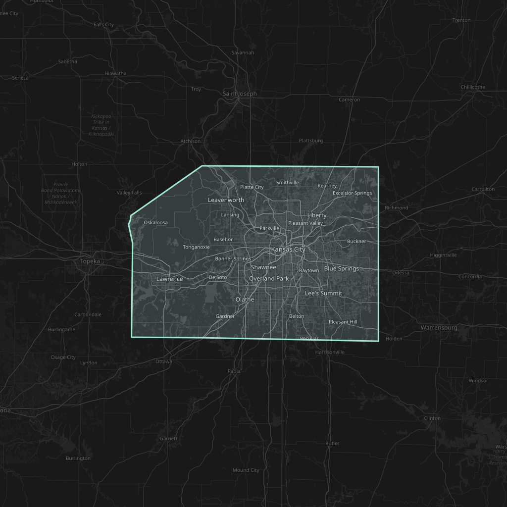 Map of the playable area in Kansas City