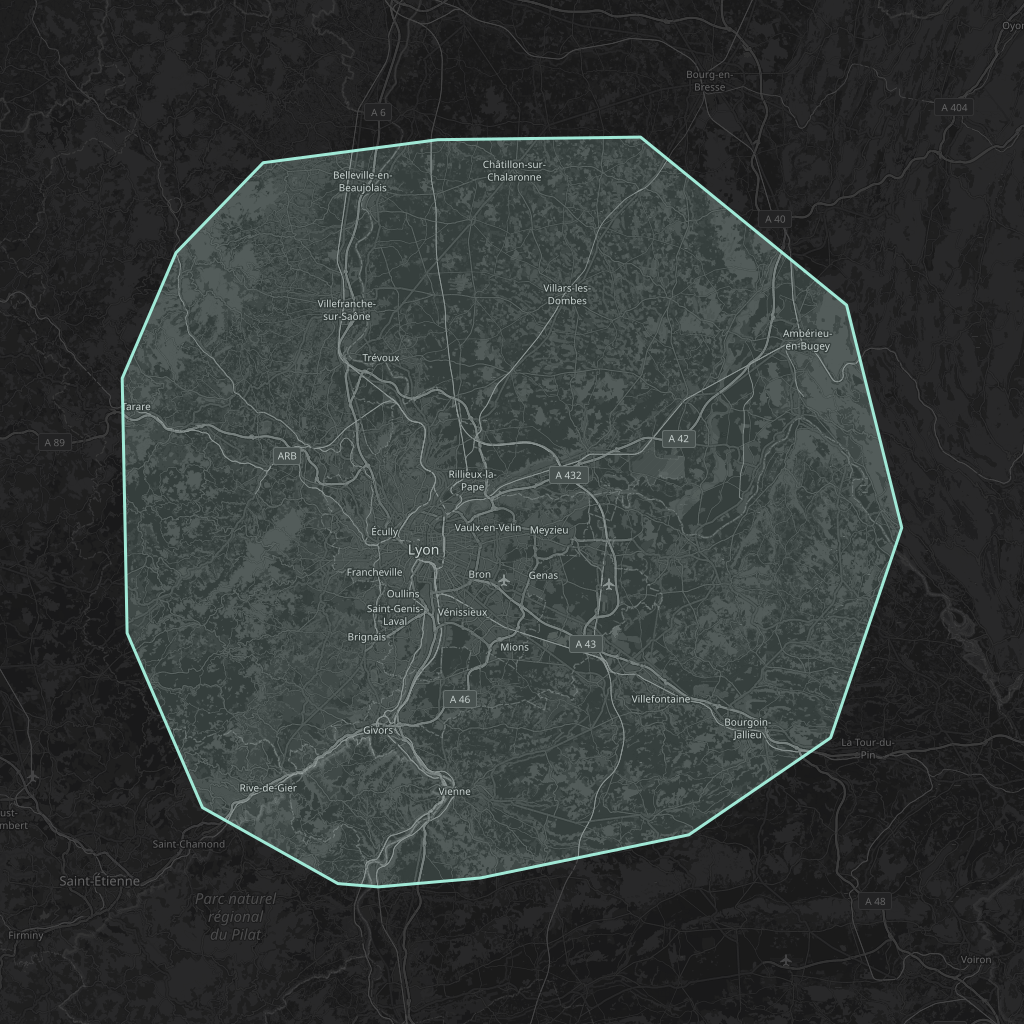 Map of the playable area in Lyon