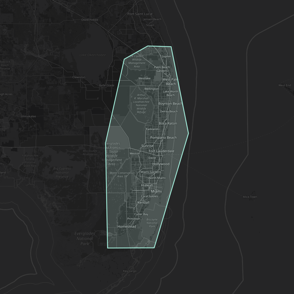 Map of the playable area in Miami