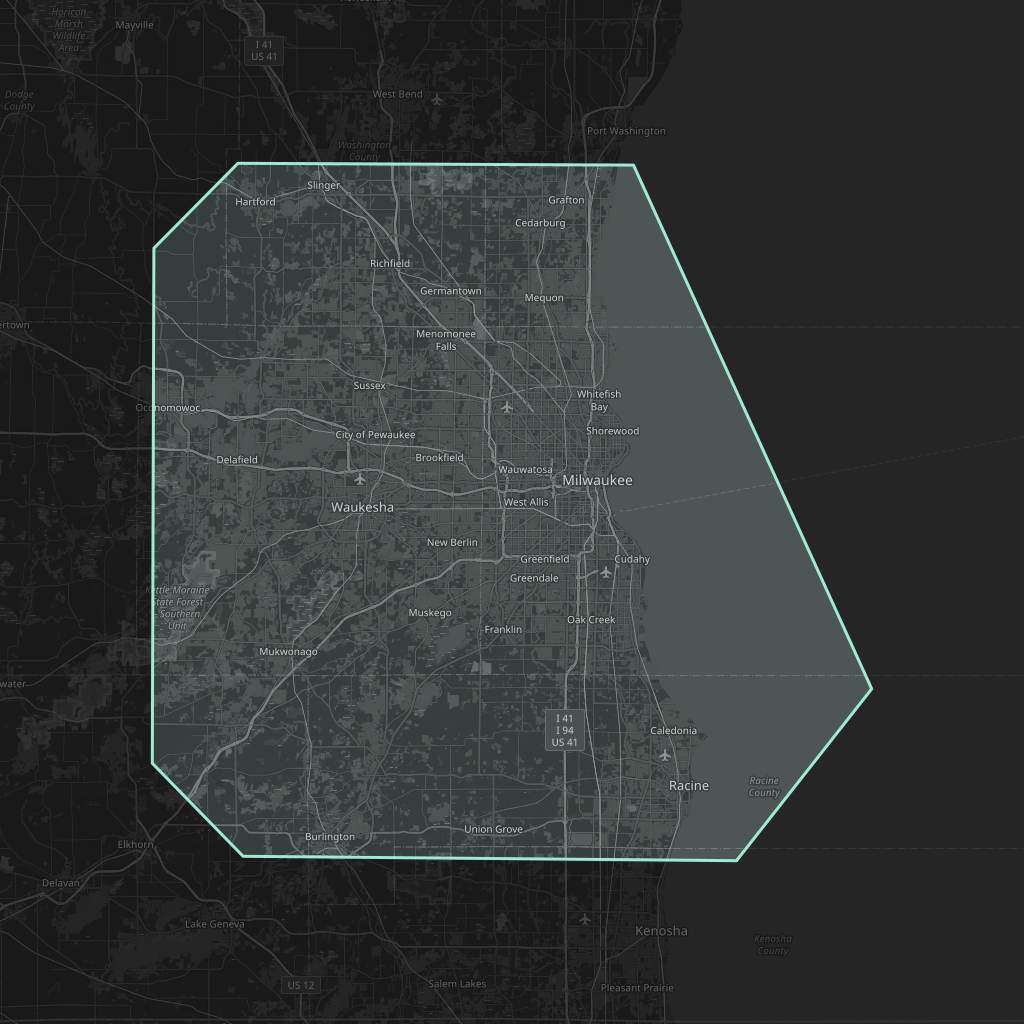 Map of the playable area in Milwaukee