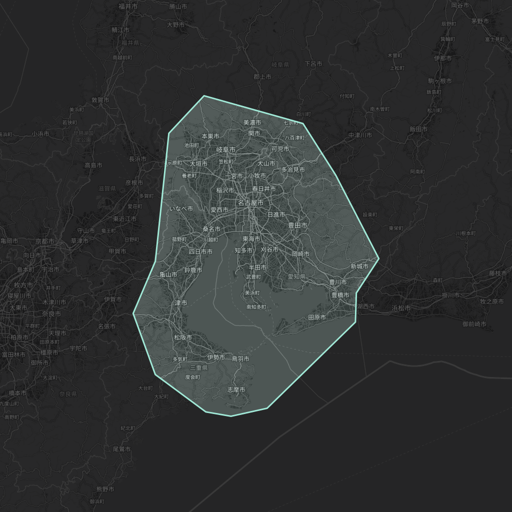 Map of the playable area in Nagoya