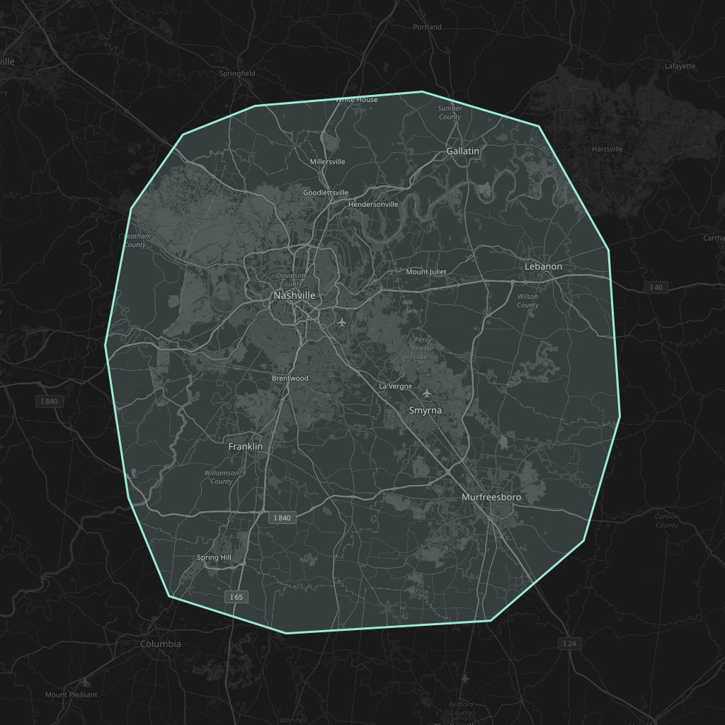 Map of the playable area in Nashville