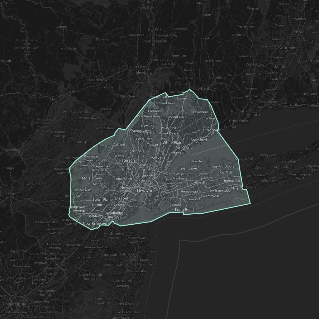 Map of the playable area in New York