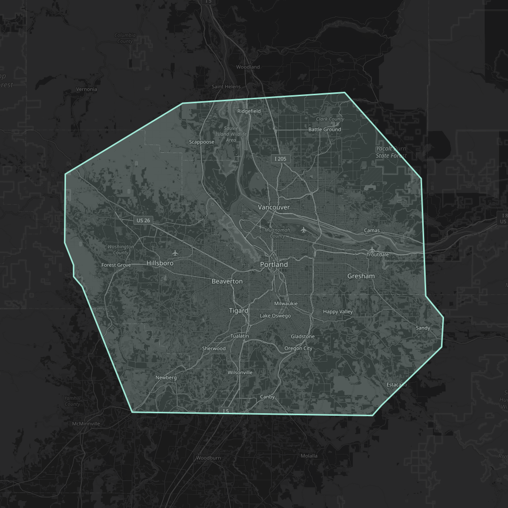 Map of the playable area in Portland