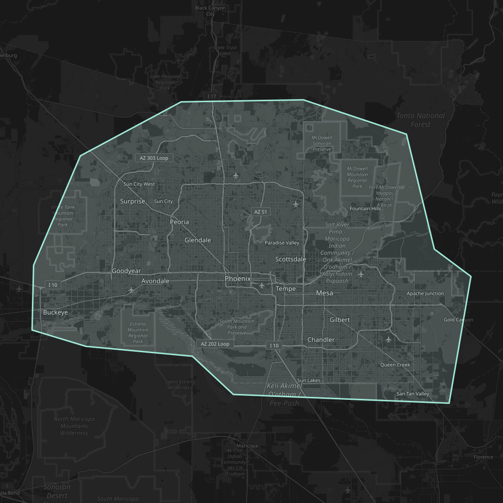 Map of the playable area in Phoenix