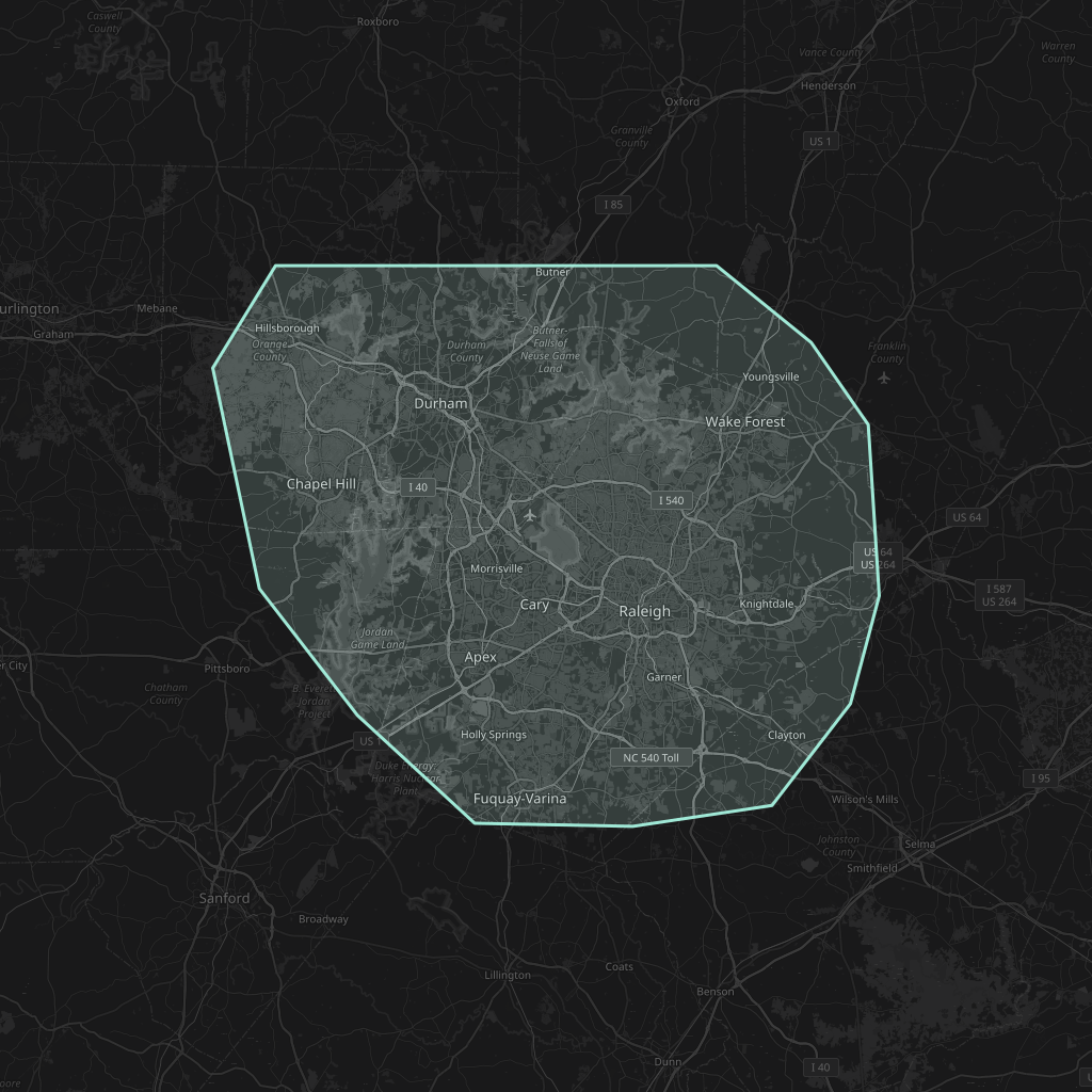 Map of the playable area in Raleigh