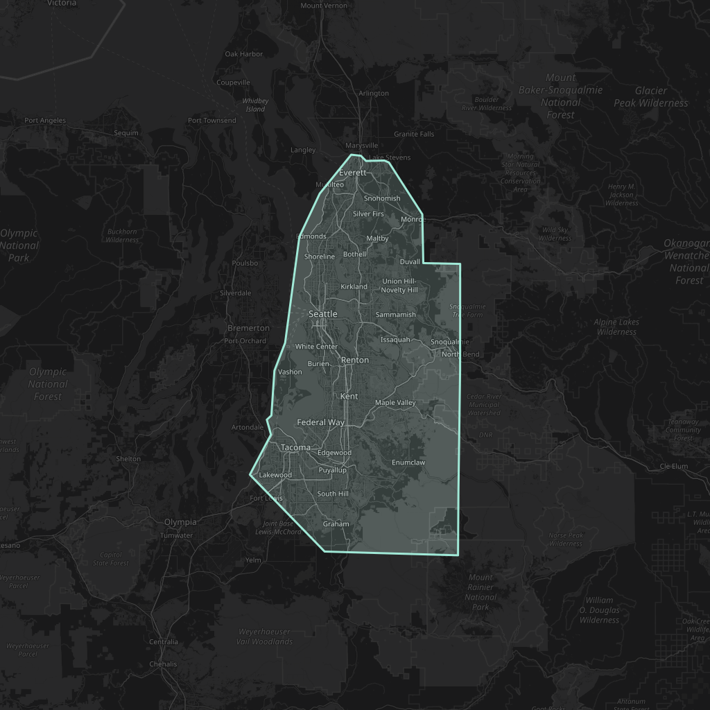 Map of the playable area in Seattle