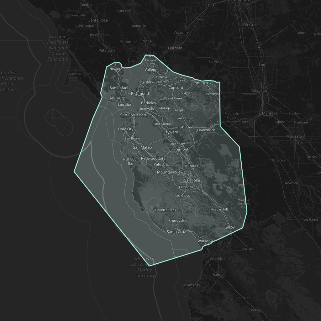 Map of the playable area in San Francisco
