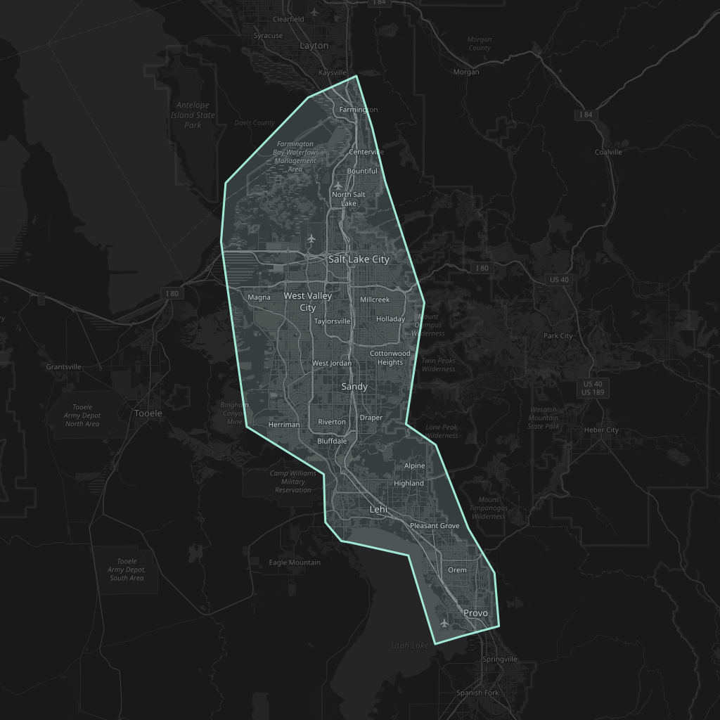Map of the playable area in Salt Lake City