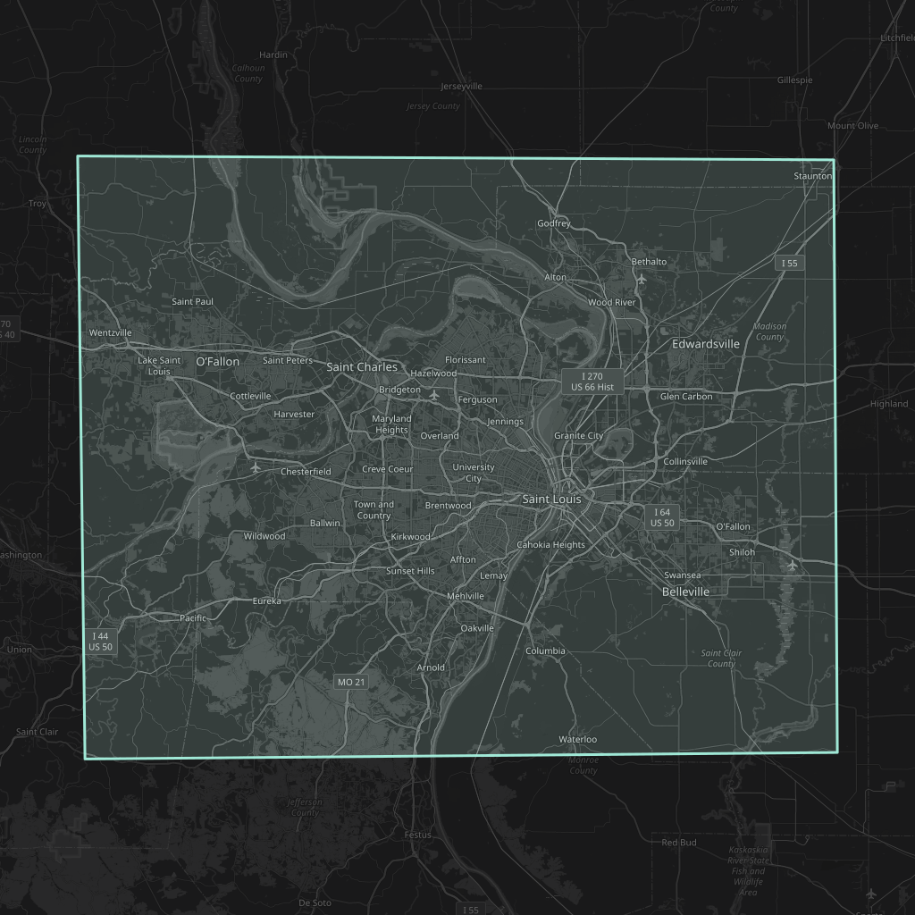 Map of the playable area in St Louis
