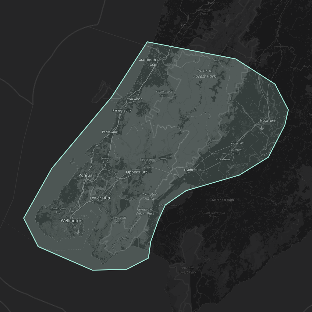 Map of the playable area in Wellington