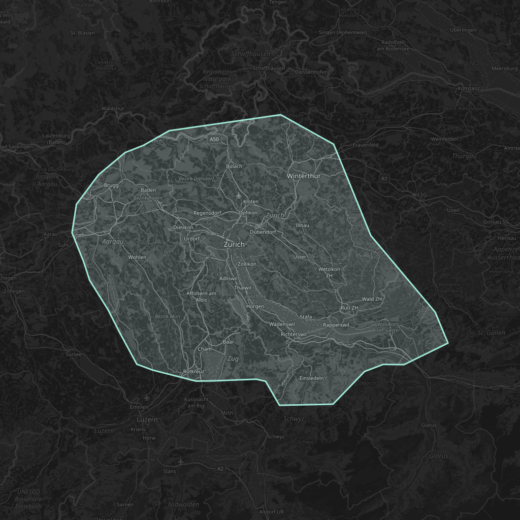 Map of the playable area in Zurich